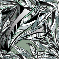 Leaves hand drawn seamless pattern. Vector illustration.