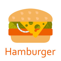 Hamburger. Fastfood and streetfood icon. Vector illustration.