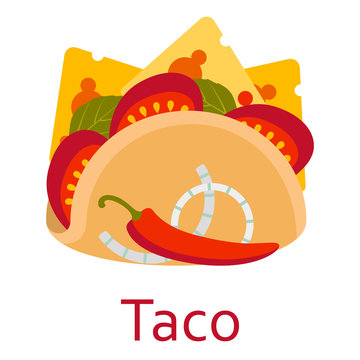Taco. Fastfood and streetfood icon. Vector illustration.