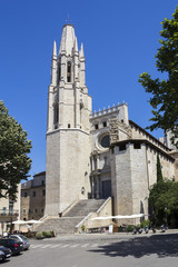 Fototapeta na wymiar Collegiate Church of Sant Feliu (Felix) in Girona, Catalonia, Sp