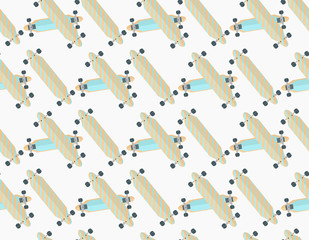 Flat longboards seamless pattern with colorful decks for print, fabric, web-design and backgrounds. Fabric, web-design and backgrounds.