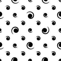 Black abstract spiral geometric seamless pattern on white background .