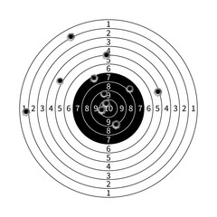 Gun target with bullet holes vector illustration