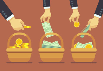 Business diversification vector concept. Do not put all your eggs in one basket