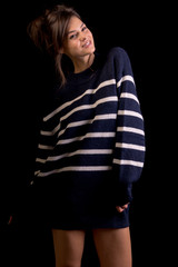 Fashion model isolated on black