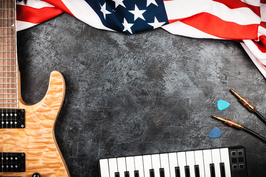 Electric guitar on grey background