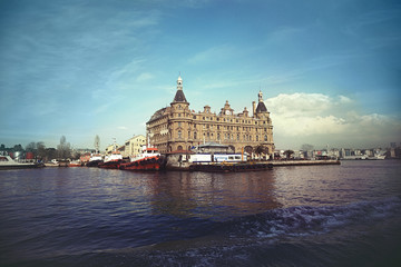 Istanbul,Turkey - April 15, 2015 : Famous and historical Haydarpasa train station.