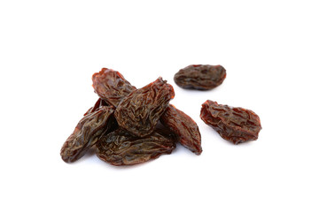 Sweet dried raisins isolated with white background