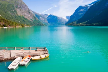 Fotobehang Norway fjord landscape © Maresol