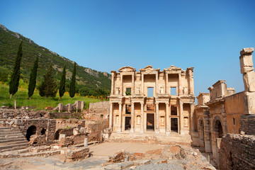 Fototapeta na wymiar Library of Celsus in Ephesus, Turkey. Wide angle view