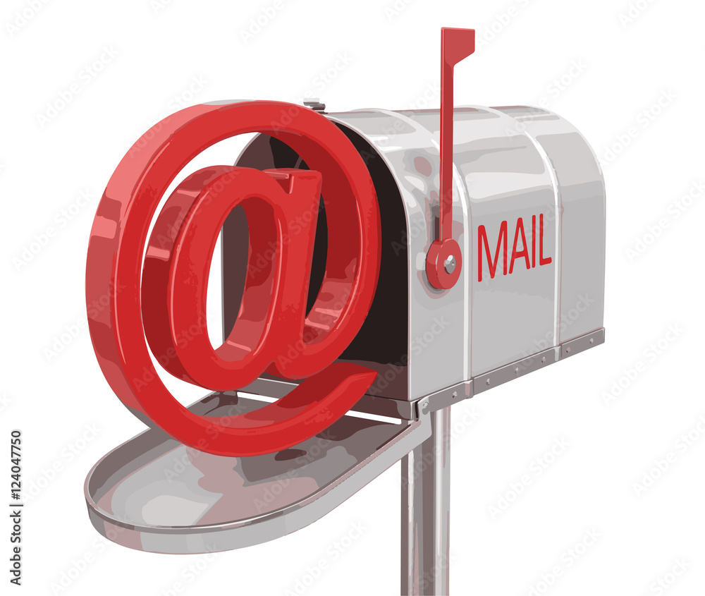 Poster open mailbox with e-mail sign. image with clipping path