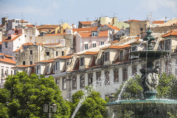 Fototapeta na wymiar View on old town houses in Lisbon, Portugal