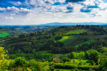 Naklejka na ściany i meble San Gimignano, Tuscany, Italy. Typical landscape of Tuscany in Italy