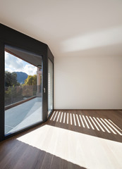 Interior, wide room with windows