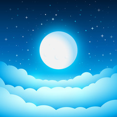 Full moon in the night sky. Fairy Tale cover