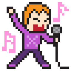 illustration design pixel art man singer