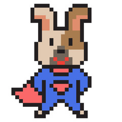 illustration design pixel art superhero dog