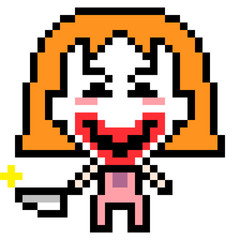illustration design pixel art clown murderer