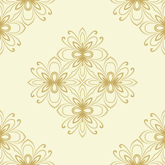 Obraz premium Floral vector golden ornament. Seamless abstract classic pattern with flowers