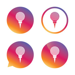 Golf ball on tee sign icon. Sport symbol.