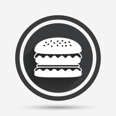 Hamburger icon. Burger food symbol.
