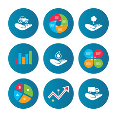 Helping hands icons. Protection and insurance.