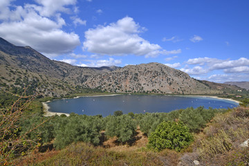 Naklejka na ściany i meble View of the Lake Kourna, Crete