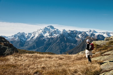 Fototapeta na wymiar Trekking in alta montagna - Valmalenco - Italy 