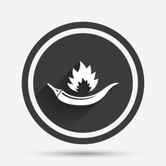 Hot chili pepper sign icon. Spicy food symbol.