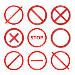 Icons prohibition, vector illustration.