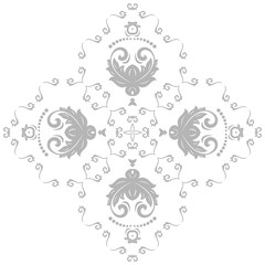 Elegant vector silver ornament in classic style. Abstract traditional pattern with oriental elements