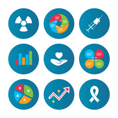 Medicine icons. Syringe, life, radiation.