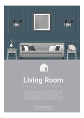 Interior design Modern living room banner , vector, illustration