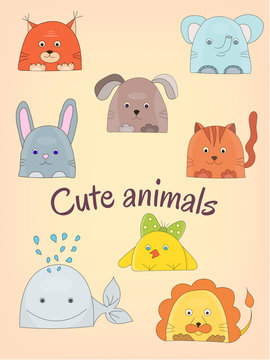 Cute animals collection Zoo party