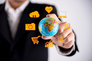 globe in businessman hand