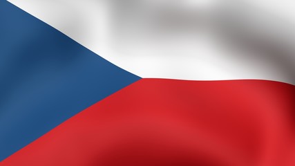 Flag of Czech Republic, fluttering in the wind. 3D rendering.