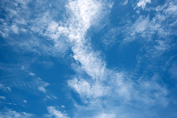 White clouds in blue sky for background