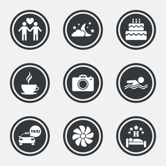 Hotel, apartment service icons. Swimming pool.