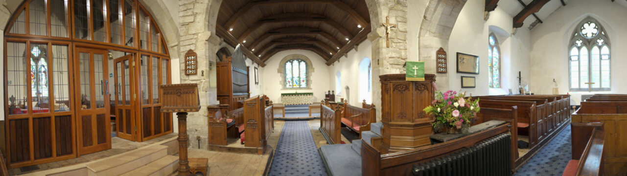 Interior Of A Church Building; Northumberland, England