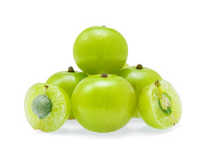 Indian gooseberry or Amla (Phyllanthus emblica) isolated on whit