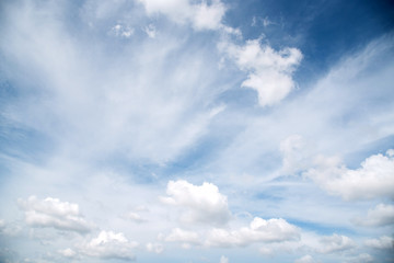 White clouds in blue sky for background