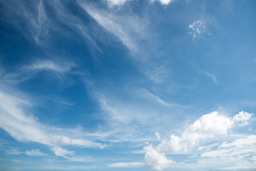 White clouds in blue sky for background