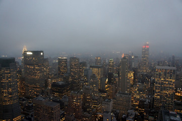 Manhattan from top of the rock during fog