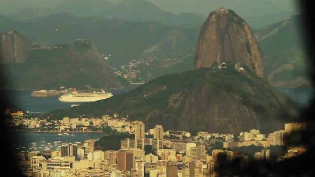 Cruise ship at Sugarloaf Mountain in Rio De Janeiro, Brazil.