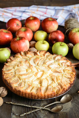 apple tart with green and red apples