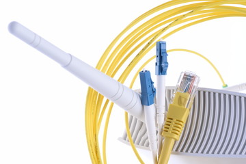 Wifi router and cable in computer network