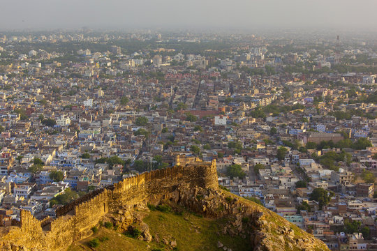 Amer Fort And The Cityscape; Jaipur, Rajasthan, India