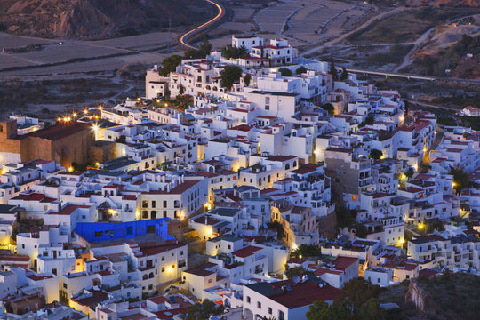 Typical Village With White Buildings; Mojacar, Almeria Province, Spain