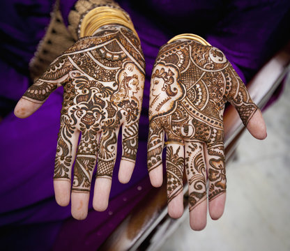 Mehndi Covering The Hands; Ludhiana, Punjab, India