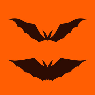 Bats Logo. Orange background. Halloween. Vector illustration.